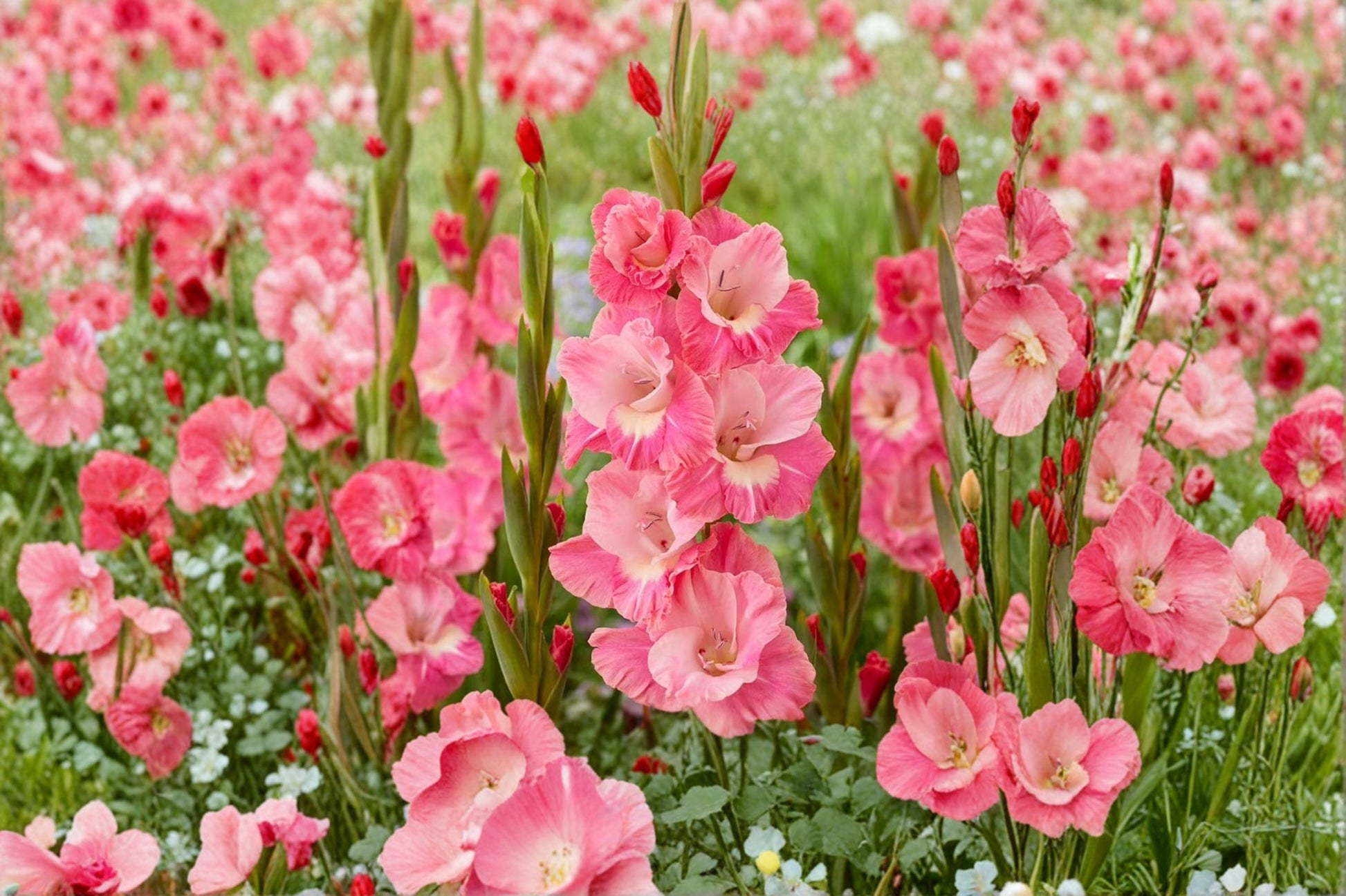 Gladiolus Bulbs | Hardy Sword Lily | Pink & White Flowers | Gladiolus 'White Eyed Miss' | Summer Cut Flowers