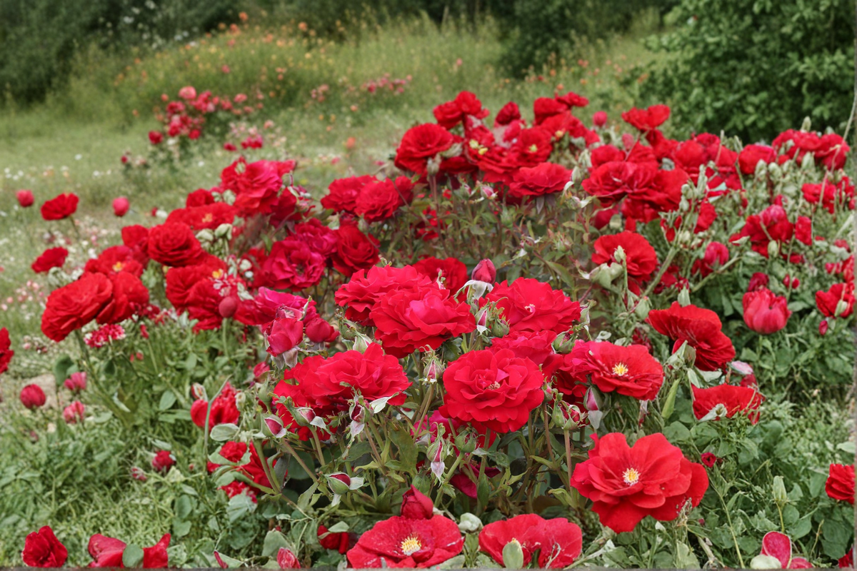 Red Masterpiece Floribunda Rose Live Plant 1 Gallon Red Rose Bush for Garden Flowering Landscape Plant
