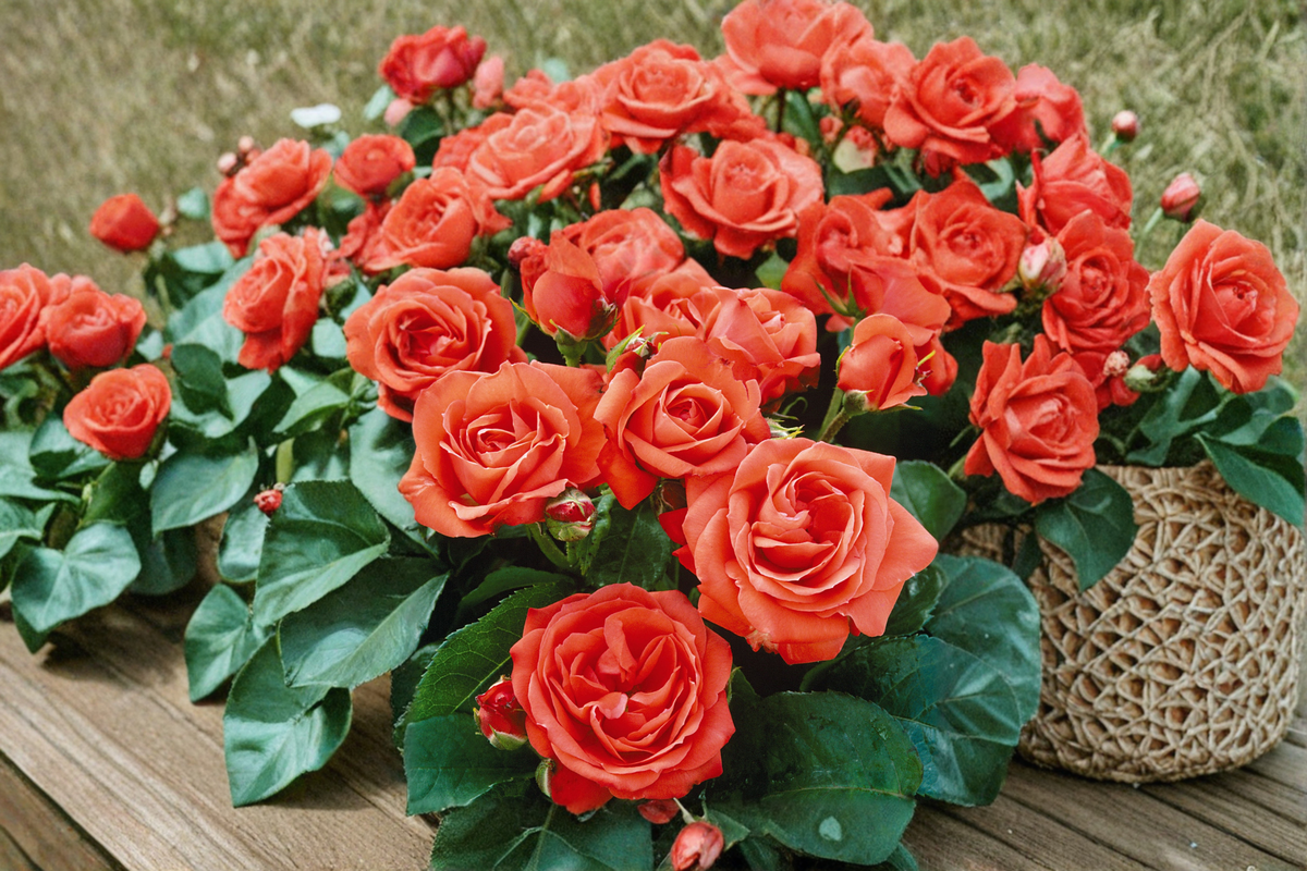Impatient Floribunda Rose Bush 2 Gal Live Plant Orange Red Rose Shrub Garden Flowering Landscape Outdoor Plant
