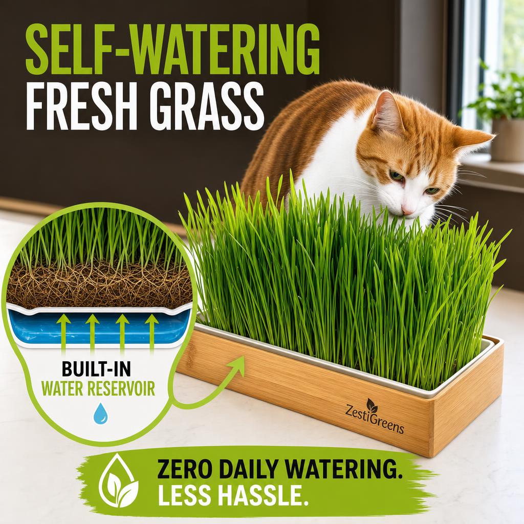 Self Watering Cat Grass Kit. The Easiest Way to Grow Cat Grass.