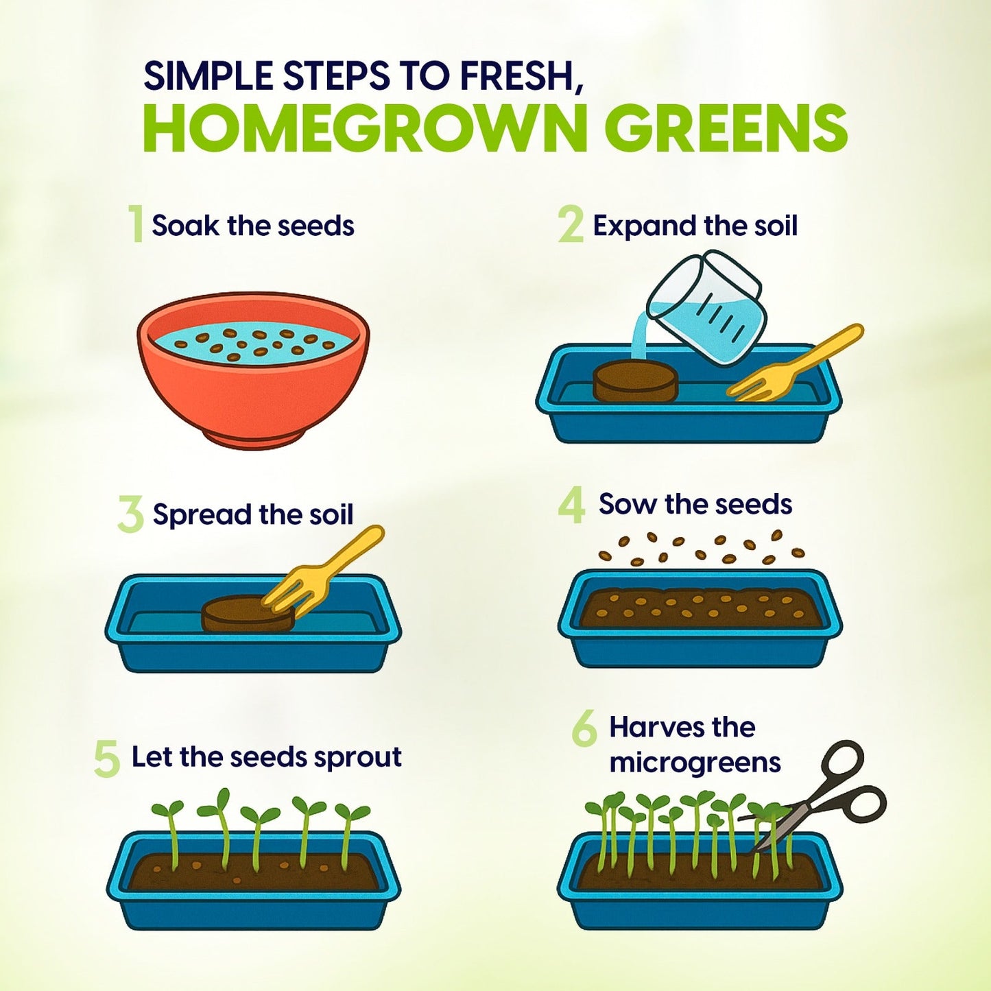 Ceramic Microgreens Growing Kit to Grow 3 Crops Including Organic USDA Sunflower, Melon & Mixed Microgreens Seeds.