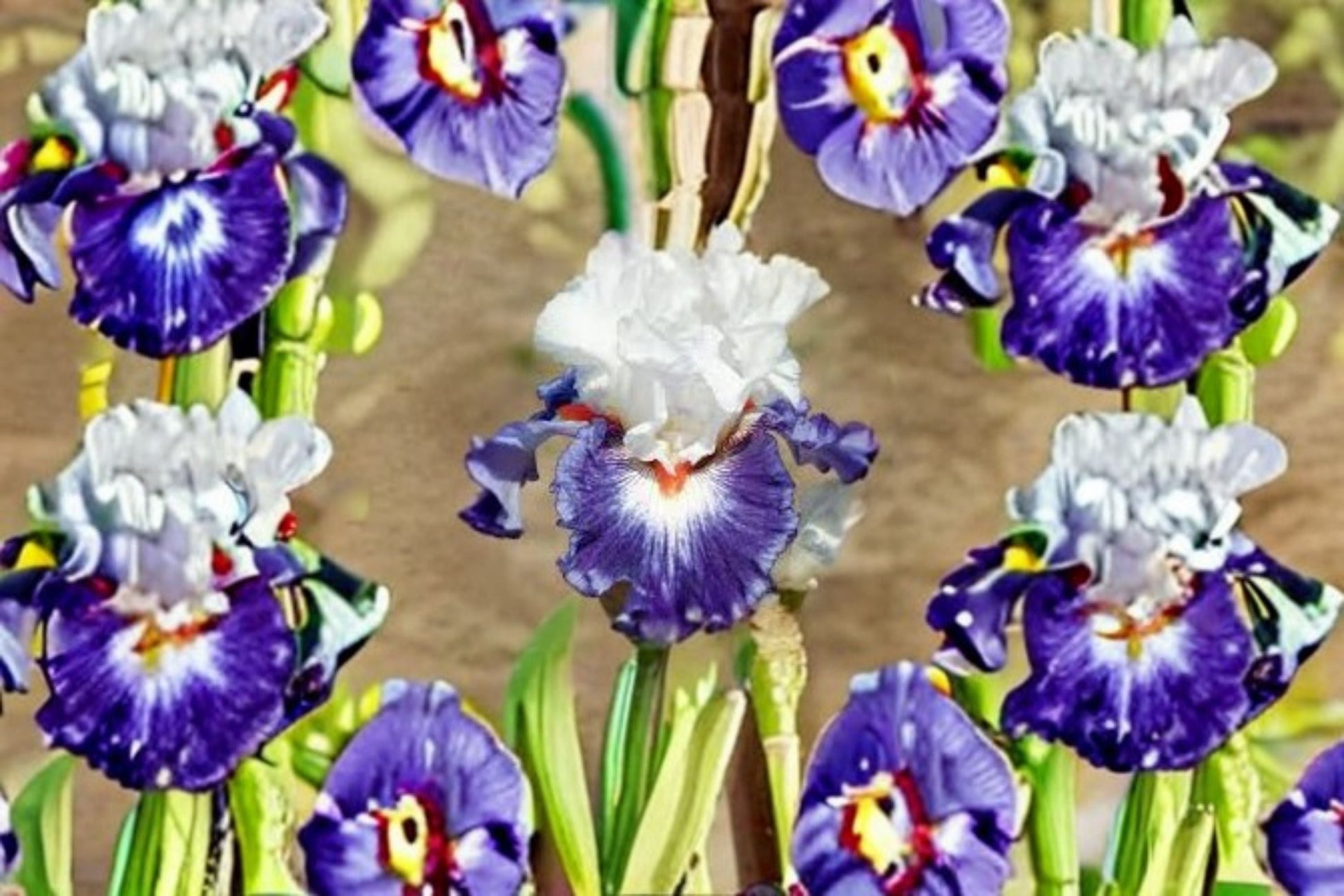 Gypsy Lord Iris Live Plant - Violet White Bearded Iris Perennial - Iris germanica 'Gypsy Lord' - Deer Resistant, Drought Tolerant