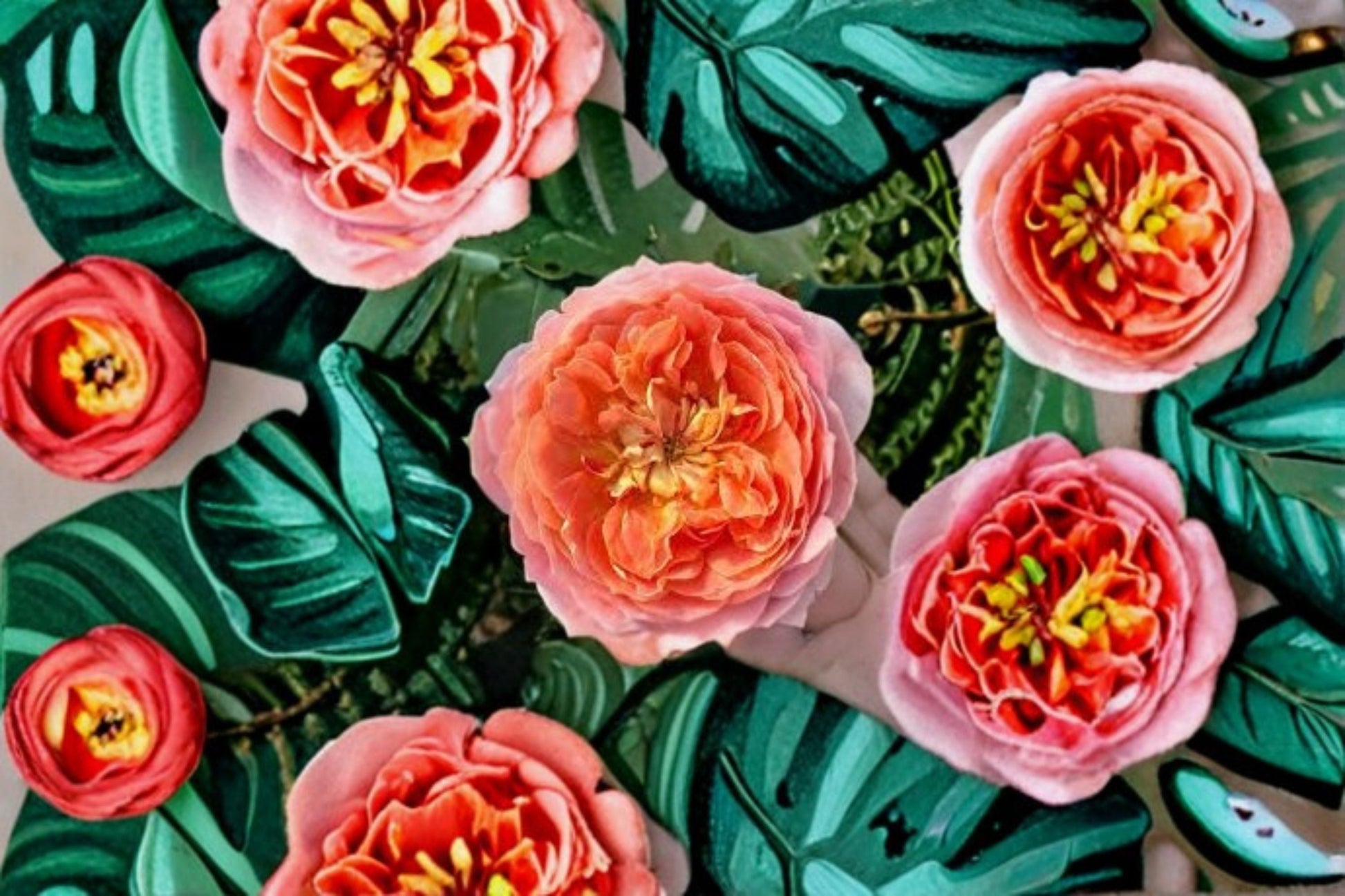 Candy Antike Rose Live Plant - Yellow Pink Antique Garden Rose - Rosa hybrid - Ornamental Floral Variety for Gardens