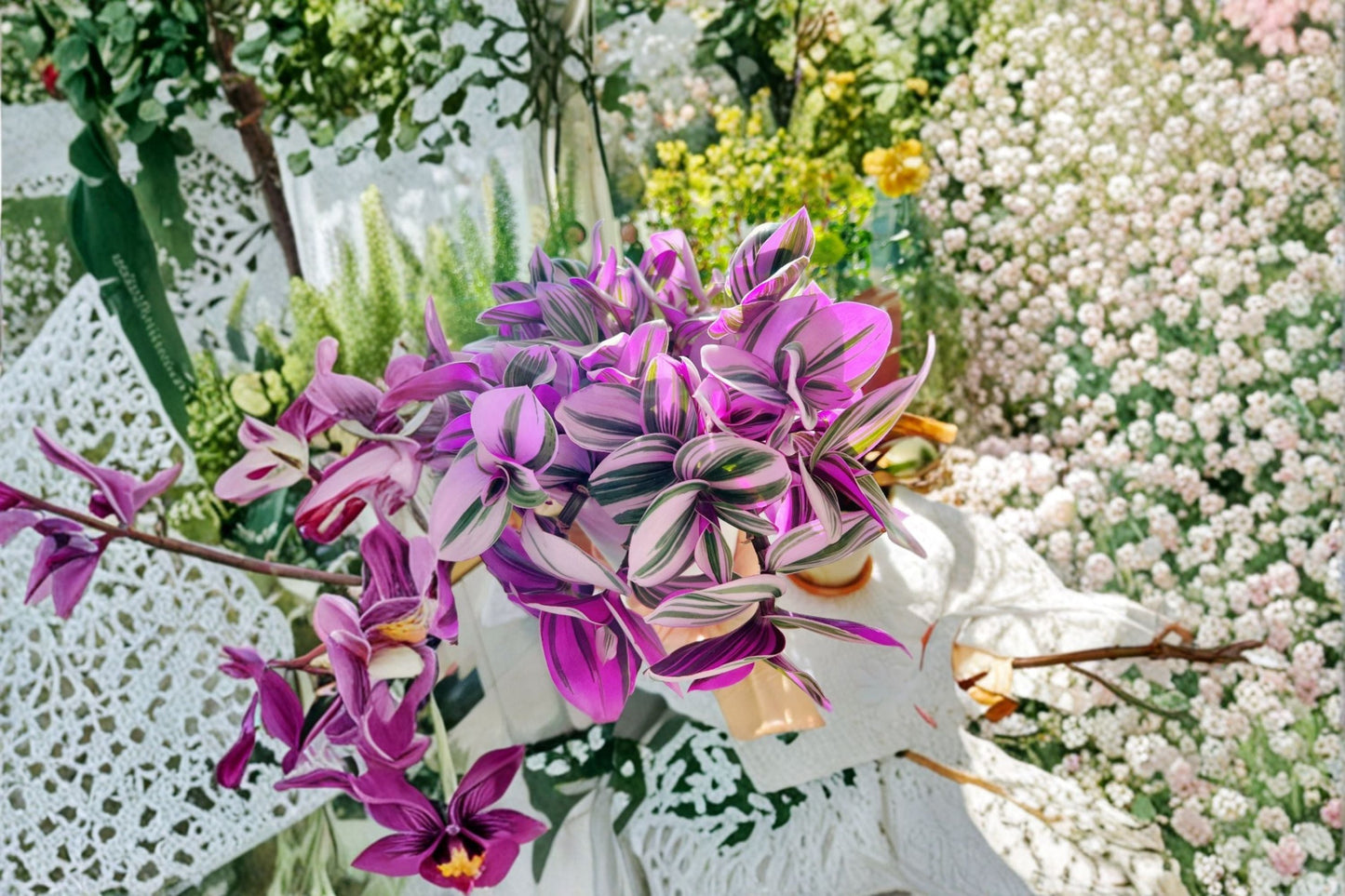 Tradescantia Cuttings - 3 Unrooted Propagation Cuttings - Variegated Pink & Green Foliage - Tradescantia albiflora ‘Nanouk’