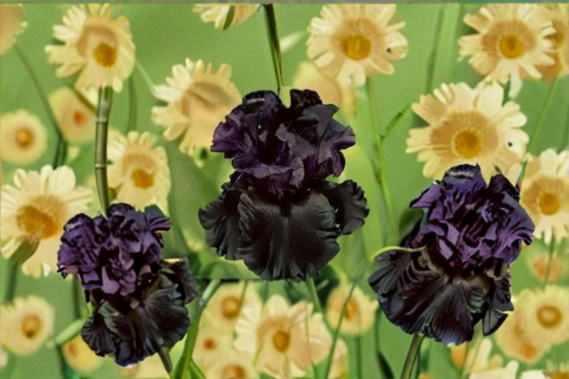 Raven Girl Iris Live Plant - Black Bearded Iris Perennial - Iris germanica 'Raven Girl' - Drought Tolerant, Deer Resistant