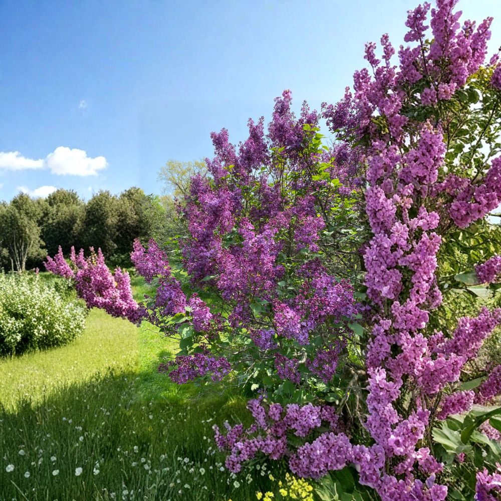 Pocahontas Lilac Live Flowering Shrub 4 Inch Pot Purple Syringa x hyacinthiflora Early Blooming Fragrant Plant