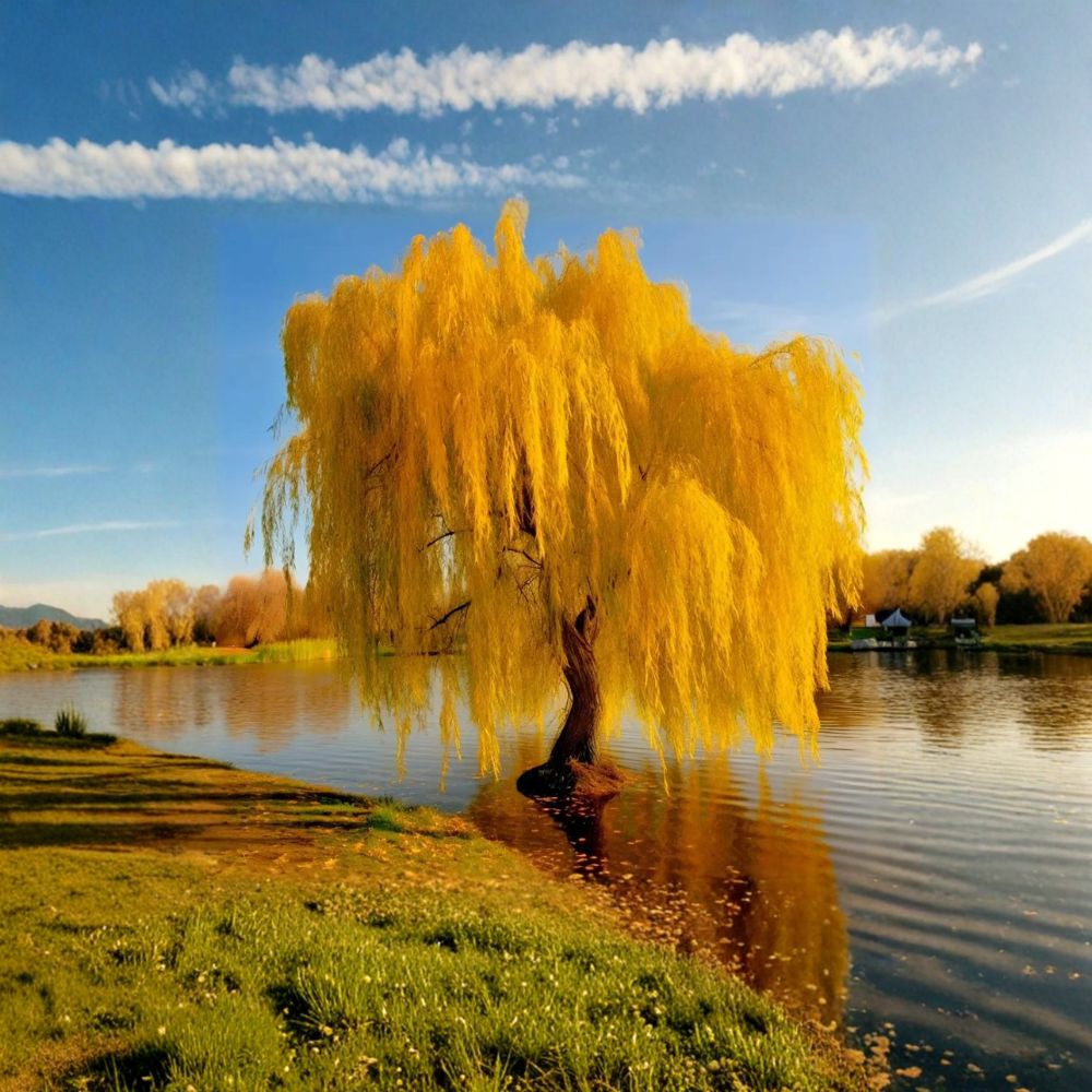 Golden Weeping Willow Tree | 3 Feet Tall | Salix alba ‘Tristis’ | Fast Growing Ornamental Shade Tree for Patios & Backyards