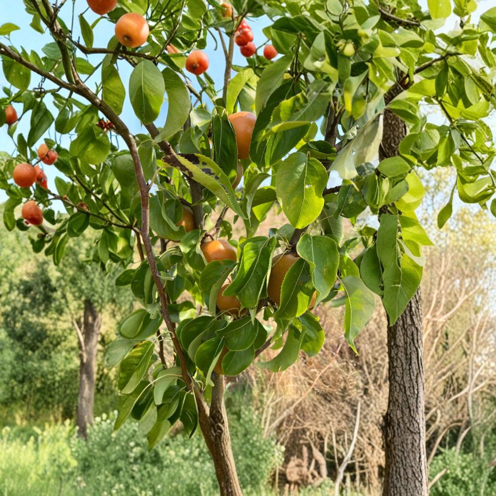 Korean Noryang Giant Asian Pear Tree | Live Bare Root | Sweet Juicy Pear | Pyrus pyrifolia | 32-36 Inches Tall