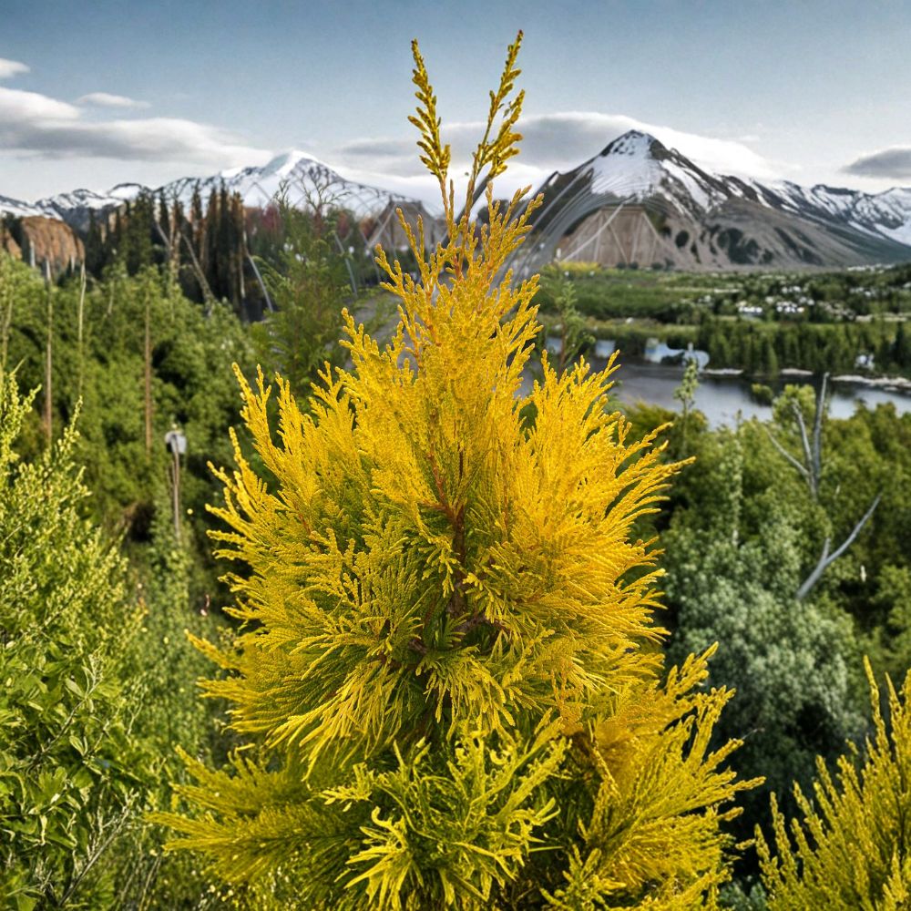 Forever Goldy Arborvitae Plant | 4 Inch Pot | Golden Evergreen Conifer | Thuja plicata ‘4EVER’ | Privacy Landscape Tree