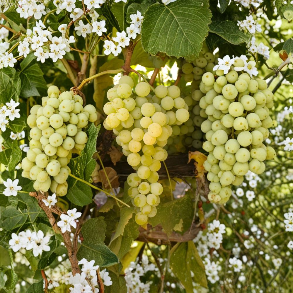 Marquis Seedless Grape Plant - White Seedless Table Grape Vine (Vitis hybrid) - Cold Hardy Edible Fruit for Home Gardens