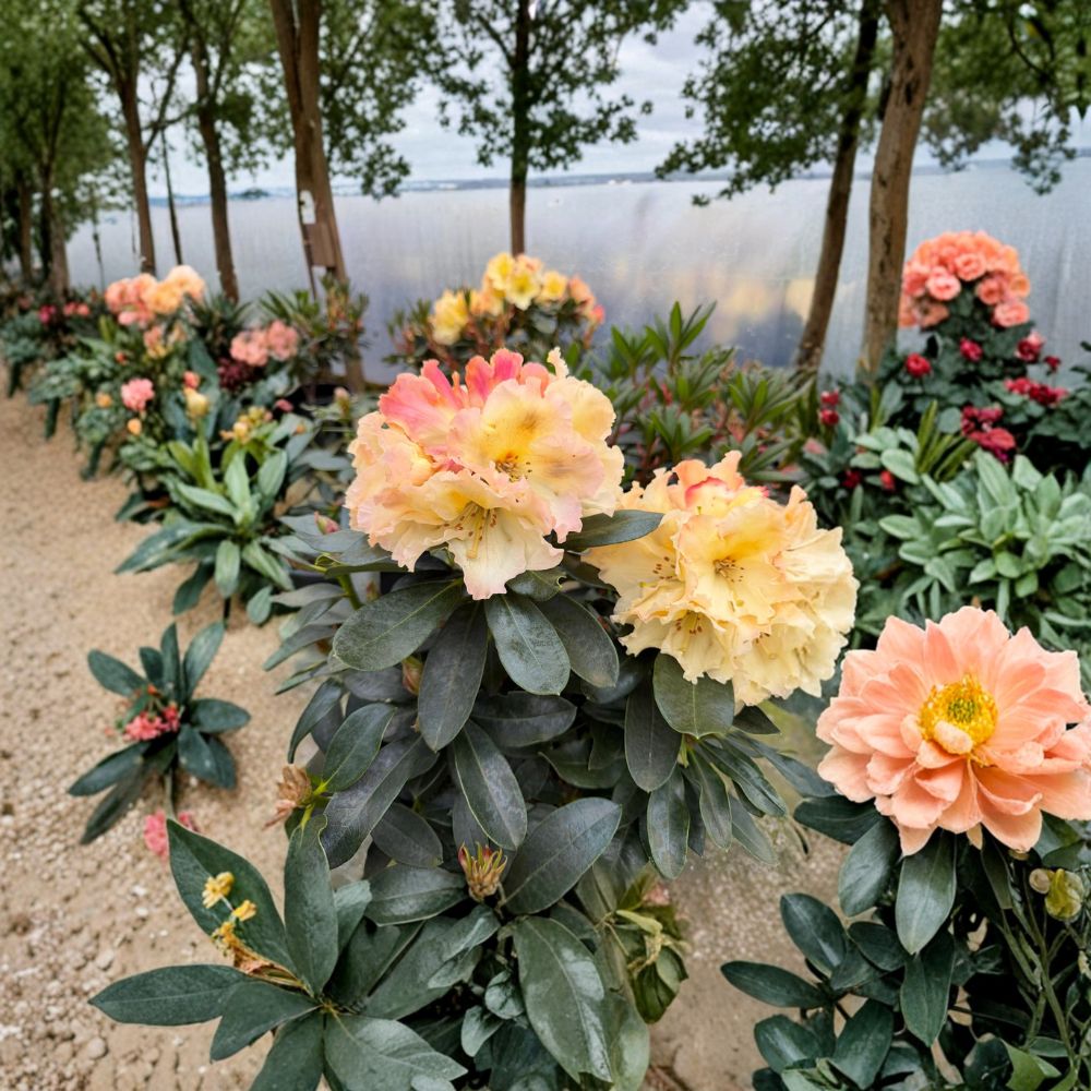 Rhododendron 'Horizon Monarch' Live Evergreen Shrub | Award-Winning Yellow Pink Cream Blooms | #2 Container Grown Plant
