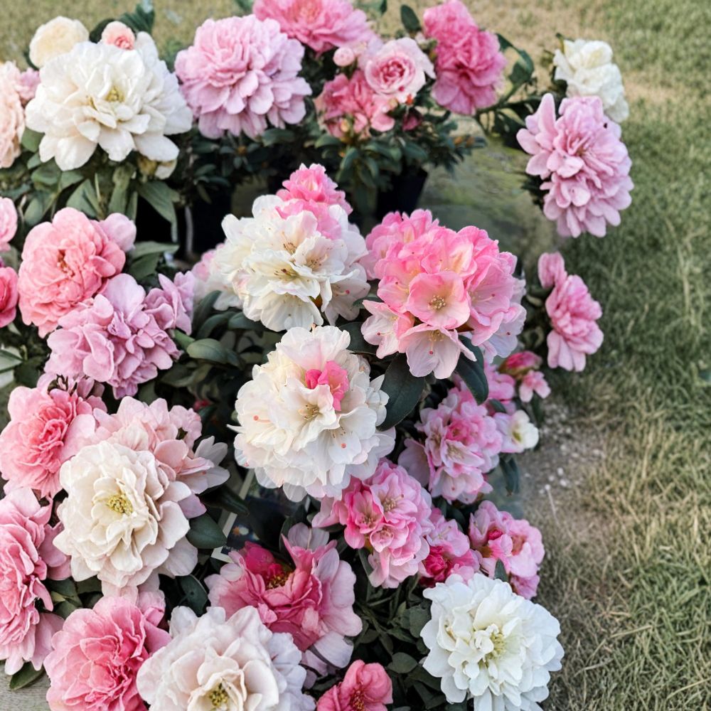 Rhododendron ‘Yaku Sunrise’ Live Evergreen Shrub | Pink & White Blooming | Compact Cold Hardy | #1 Container Grown Plant