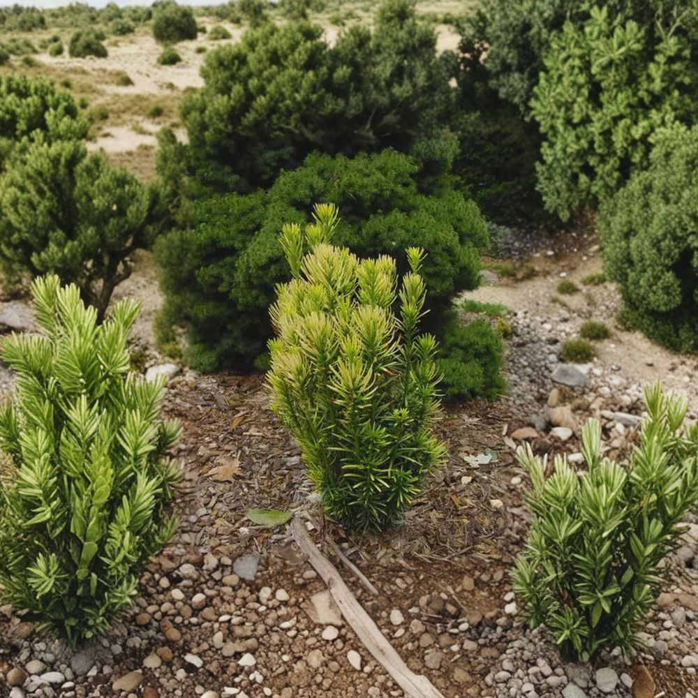 Golden Plum Yew Shrub | 6" Container Plant | Columnar Evergreen | Cephalotaxus harringtonia ‘Korean Gold’ | Deer Resistant