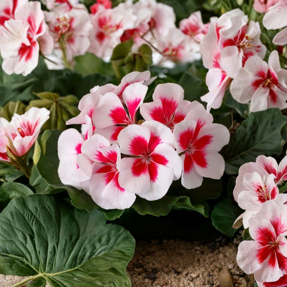 Calliope Medium White Splash Geranium Plug | 2 Inch Pot | Pelargonium Hybrid | Easy to Grow Flowering Plant for Containers