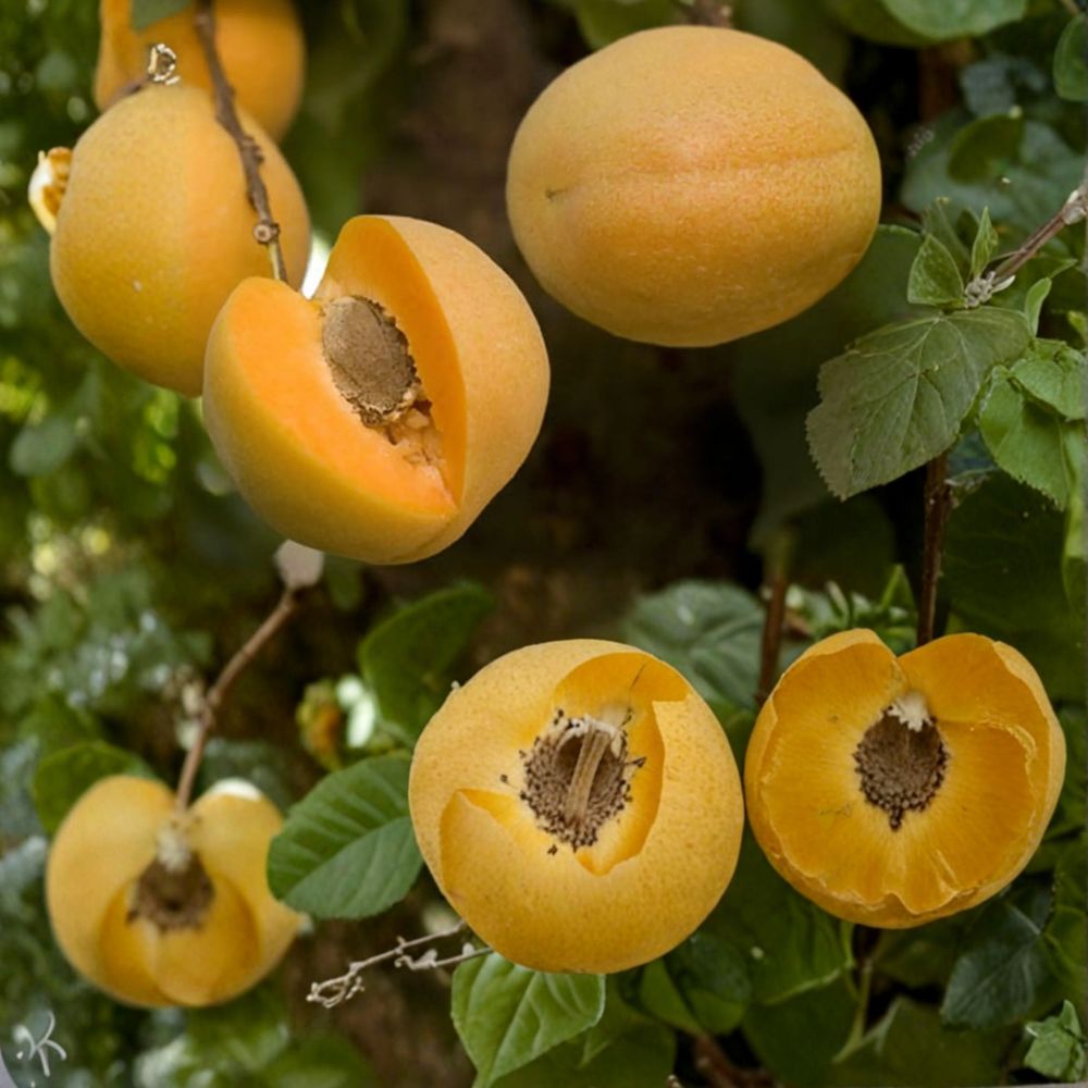 Brittany Gold Apricot Tree - Live Bare Root Tree - Self-Fruitful Sweet Apricot - Prunus armeniaca - 3 Feet Tall