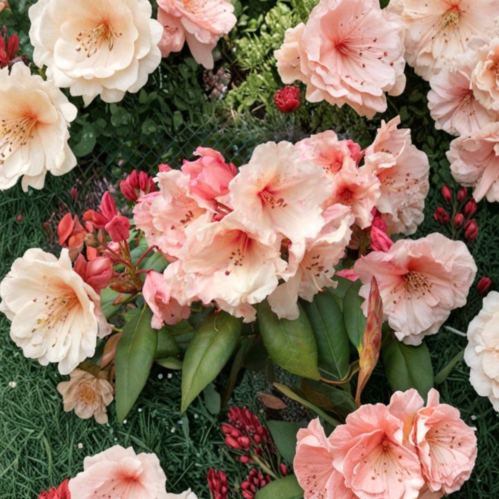 Virginia Richards Rhododendron – #3 Size Live Evergreen Shrub with Peachy Pink Blooms – Rhododendron hybrid ‘Virginia Richards’