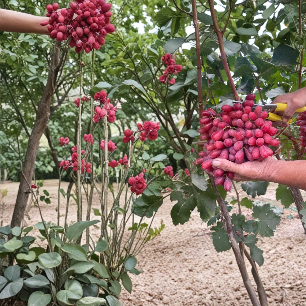 Crimson Seedless Grape Vine - Live Bare Root Sweet Red Grapes - Vitis vinifera ‘Crimson Seedless’ - Fast Growing Garden Vine