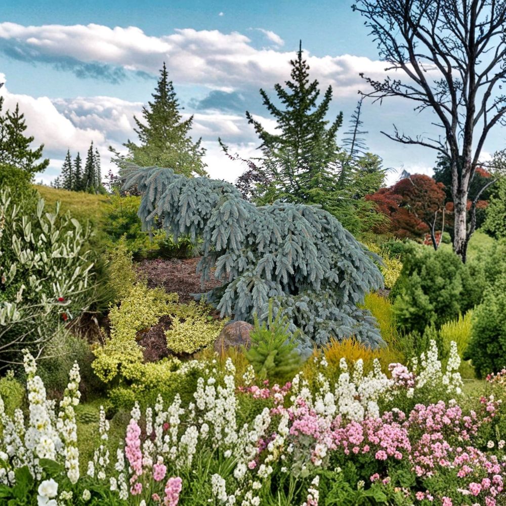 The Blues Weeping Colorado Spruce - 10 Inch Live Blue Evergreen Conifer in 1 Gallon Pot - Picea pungens ‘The Blues’