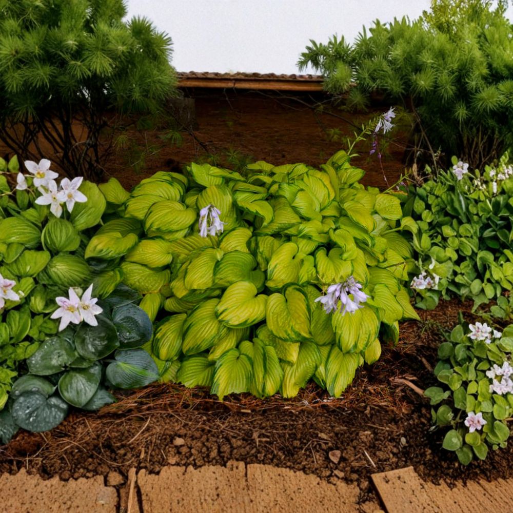 Hosta Starter Plant - Bare Root - Stained Glass - Hosta 'Stained Glass' - Gold Variegated Leaves - Fragrant Lavender Flowers