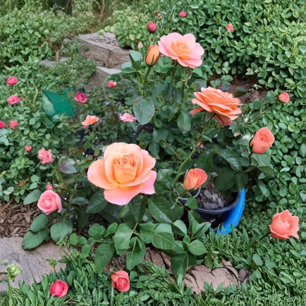 New Year Grandiflora Rose Live Plant – 1 Gallon | Orange Blooming Rose Bush | Rosa Grandiflora 'New Year' | Repeat Bloomer