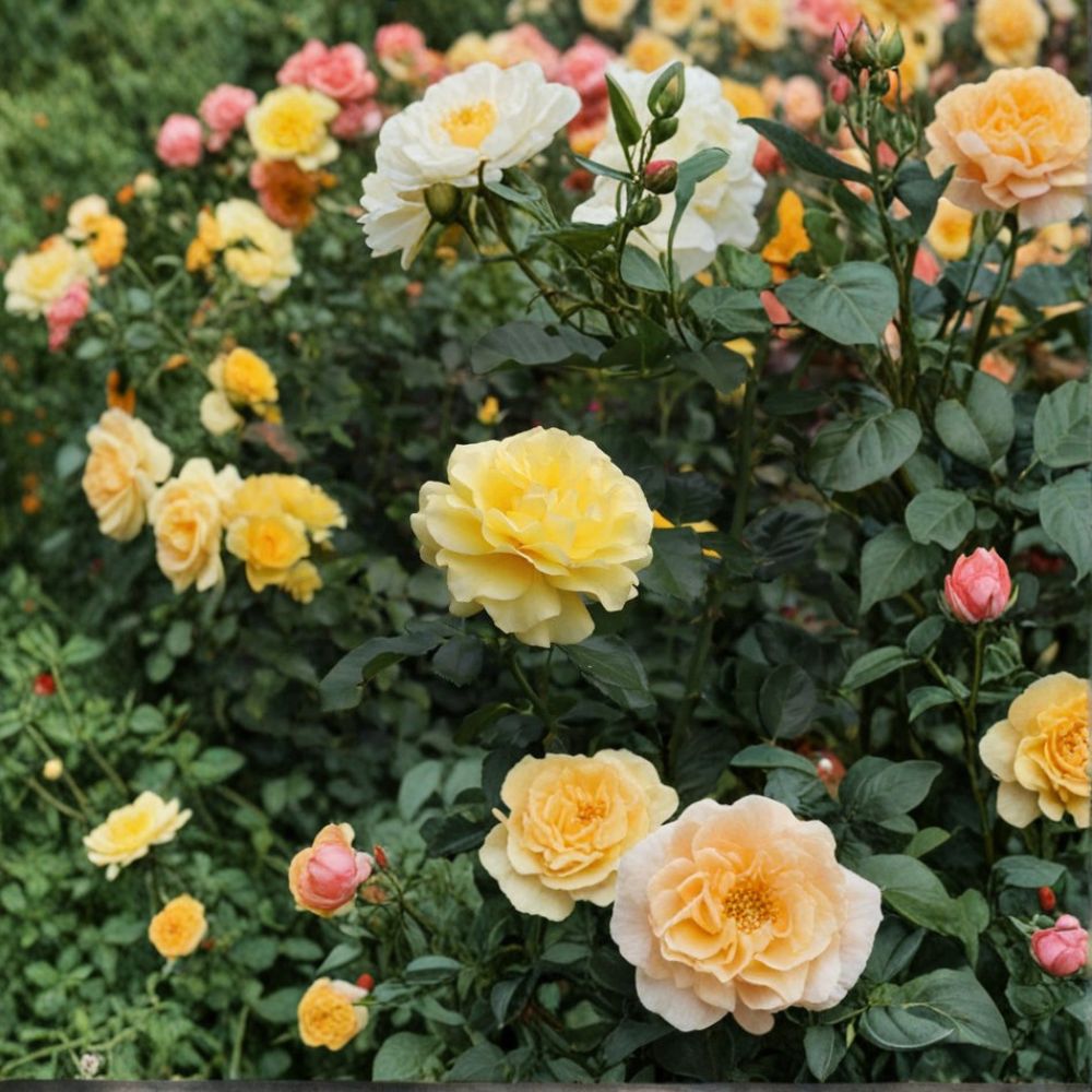 Sunsprite Floribunda Rose - 5 Gallon Live Bush Plant | Deep Yellow Blooms | Rosa hybrid 'Sunsprite' | Compact Flowering Shrub