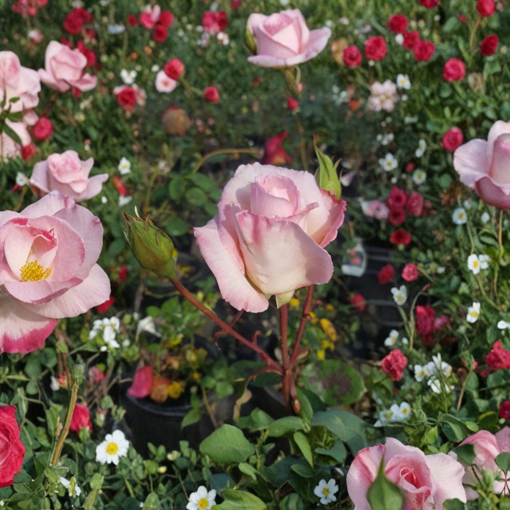 Kordes Perfecta Hybrid Tea Rose - 3 Gallon Live Bush Plant - Everblooming Cream Pink - Rosa hybrid 'Kordes Perfecta'