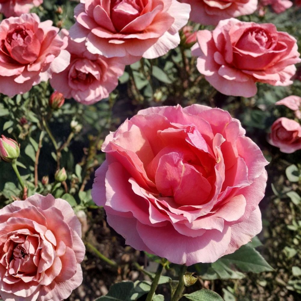 Princesse de Monaco Rose Live Plant | 2 Gallon | Pink & Cream Blooms | Rosa 'Princesse de Monaco' | Grandiflora Flowering Shrub