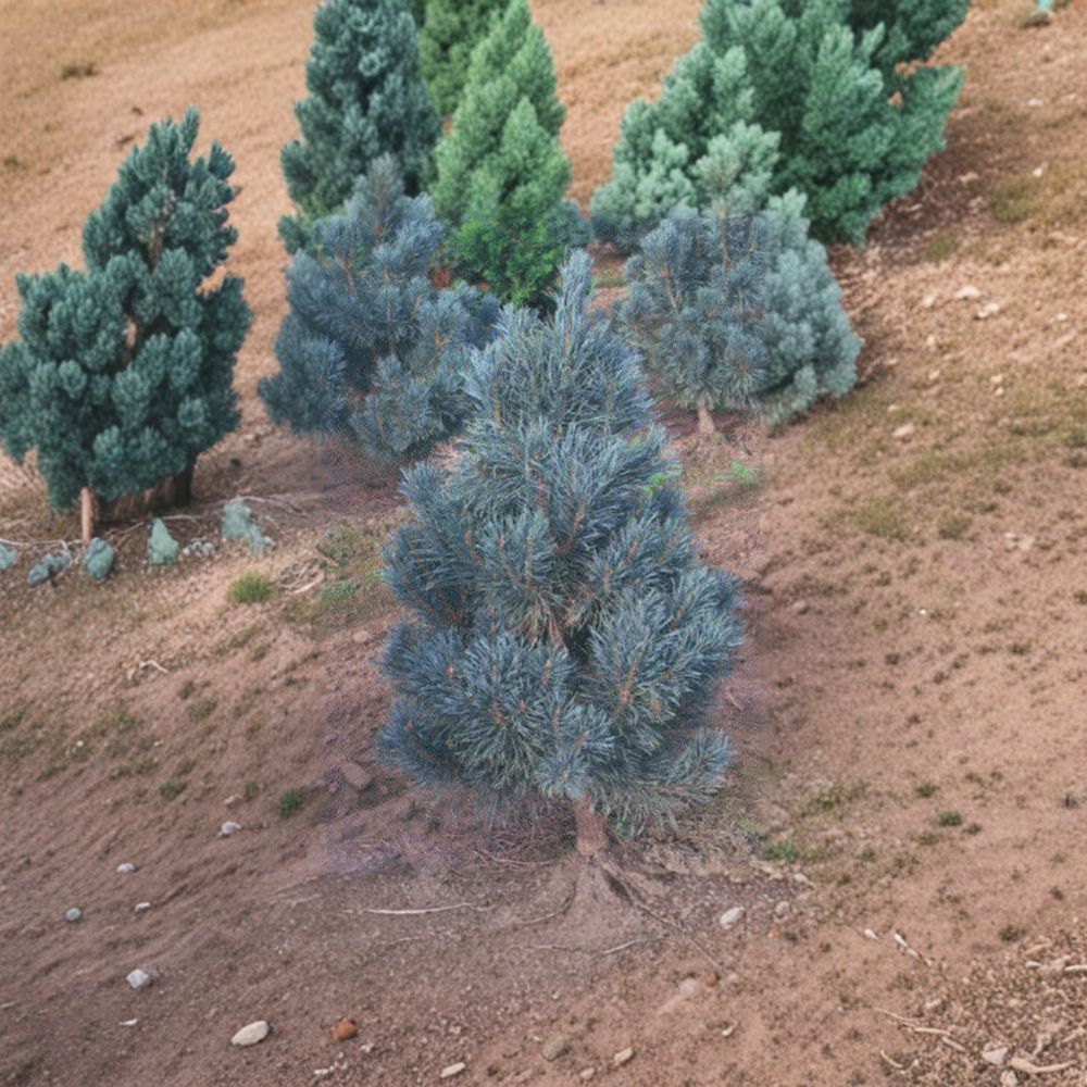 Bonna Scots Pine 1 Gallon Pot Live Evergreen Conifer Tree Pinus sylvestris Columnar 18 Inch Tall Blue-Green Foliage