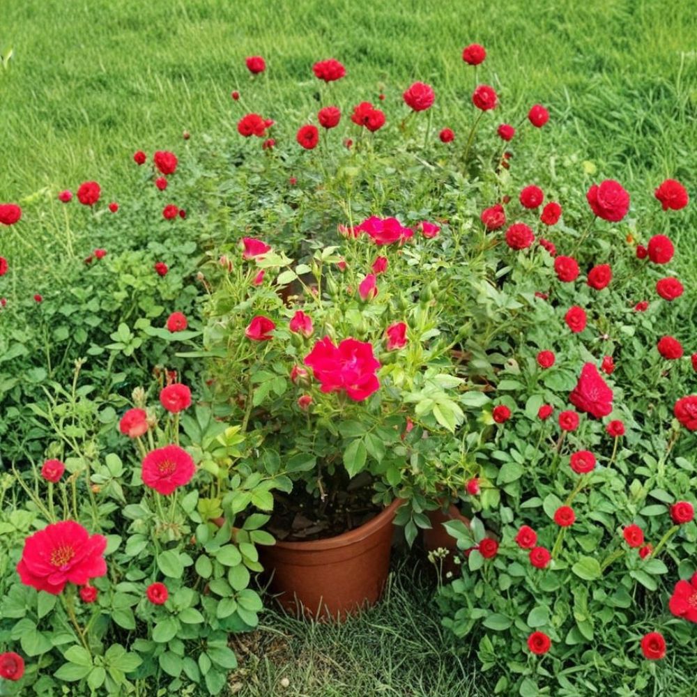 Red Drift Rose Bush - 2 Gallon Live Groundcover Plant with Vibrant Red Blooms - Rosa 'Red Drift' - Full Sun Shrub for Easy Care