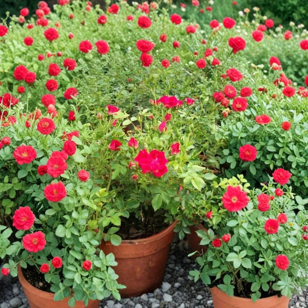 Red Drift Rose Plant - 2 Gallon Groundcover Rose - Disease Resistant - Rosa 'Red Drift' - Live Bush with Root Ball Wrapping