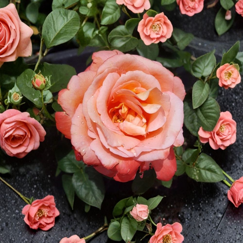 Voodoo Rose Live Plant 5 Gallon - Rosa Hybrid Tea with Orange Yellow Fragrant Blooms, Healthy Root System for Garden & Landscape
