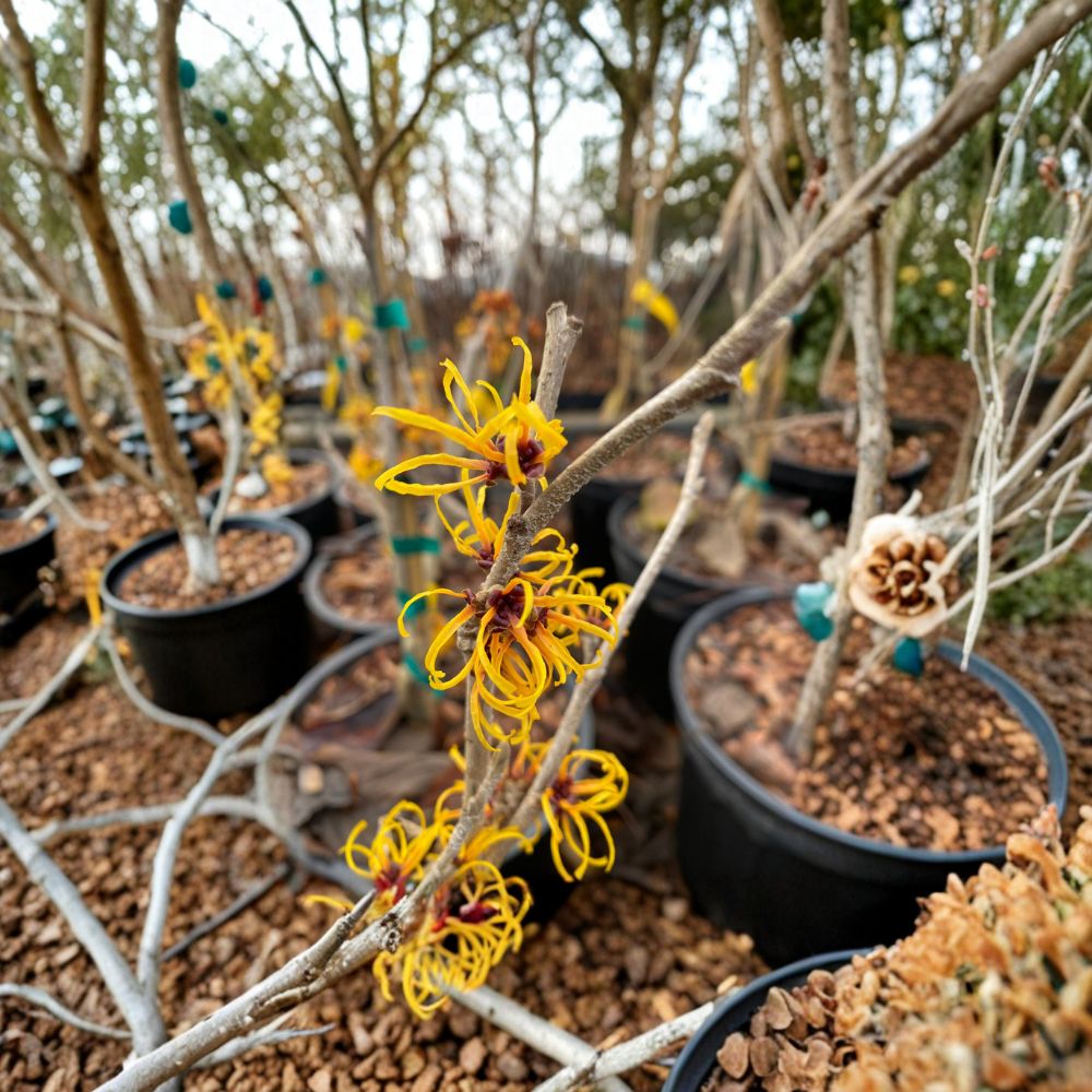 Witch Hazel Live Plant 12" Hamamelis x intermedia 'Basma' Yellow-Orange Blooms Hardy Ornamental Shrub