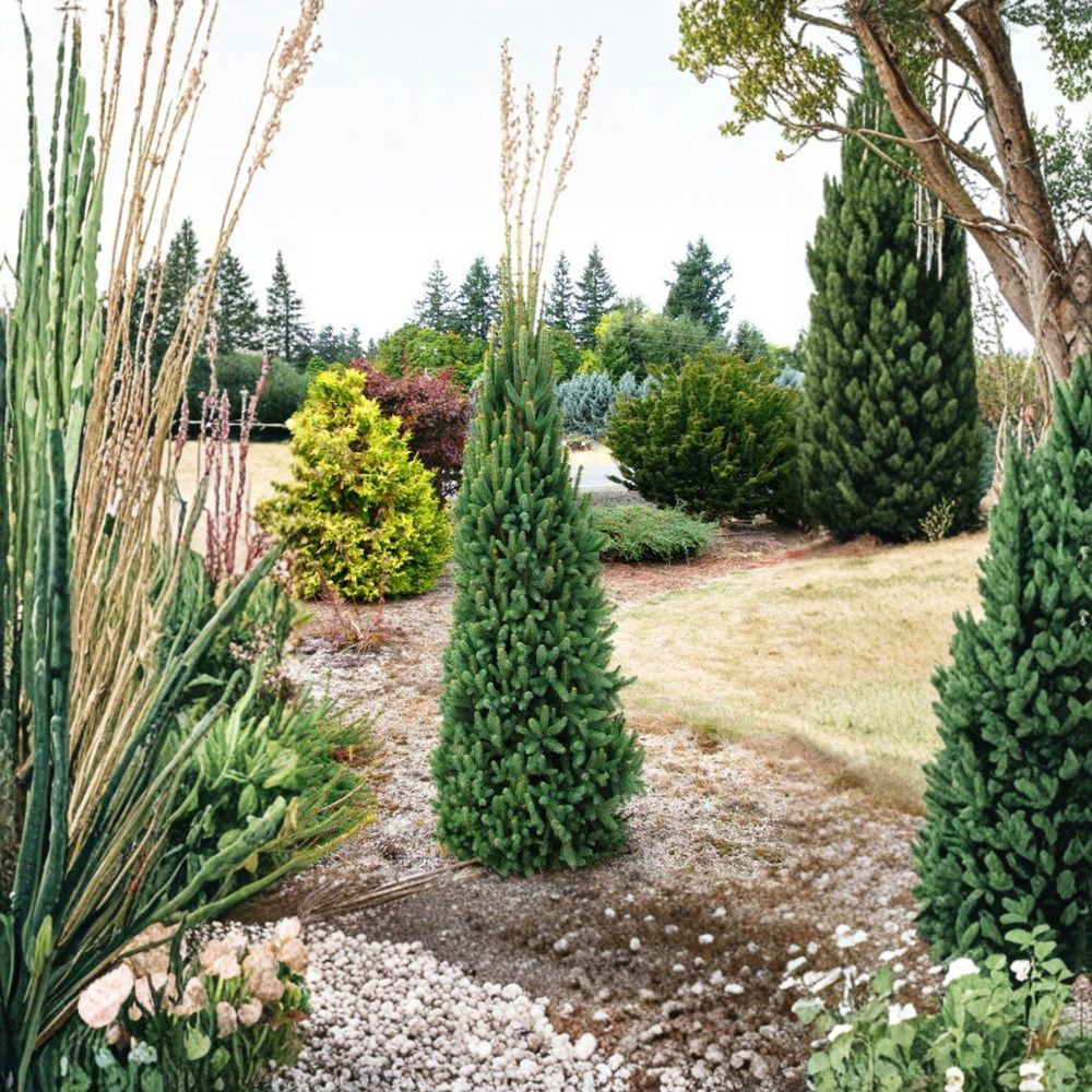 Columnar Norway Spruce Live Plant | 12 Inches Tall | Picea abies 'Cupressina' | 1 Gallon Pot | Narrow Evergreen Tree
