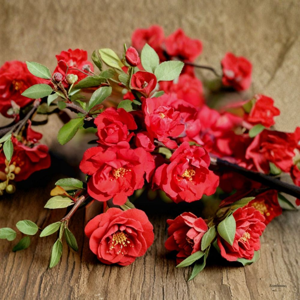 Chaenomeles speciosa 'Iwai Nishiki' Live Plant | 1 Gallon Pot | Double Red Flowering Quince | Compact Shrub for Landscape