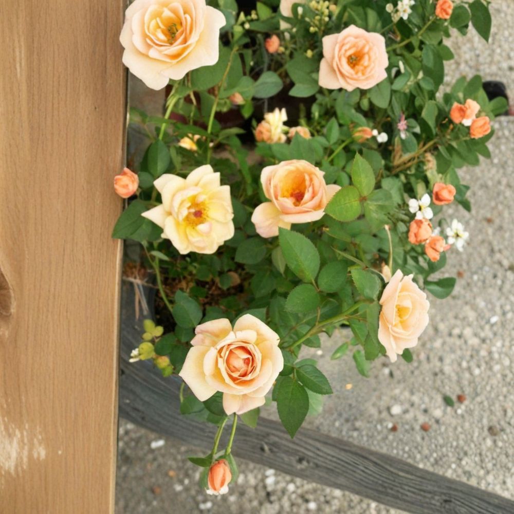Southern Peach Rose Bush - 2 Gallon Miniature Apricot Yellow Blooming Shrub - Rosa 'Southern Peach' - Full Sun Garden Plant