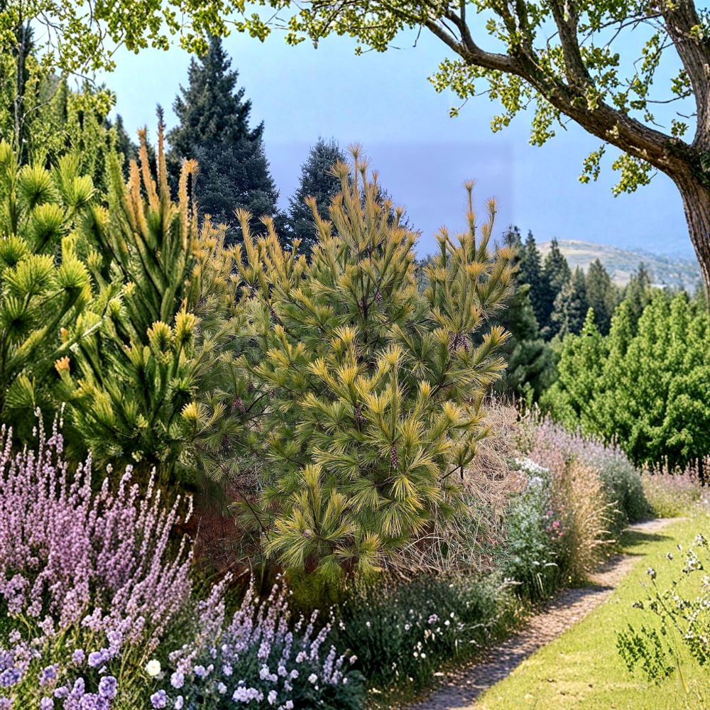 Eastern White Pine Live Plant 1 Gallon Pot Golden Conifer Pinus strobus 'Louie' 18 Inches Tall Easy to Grow Garden Tree