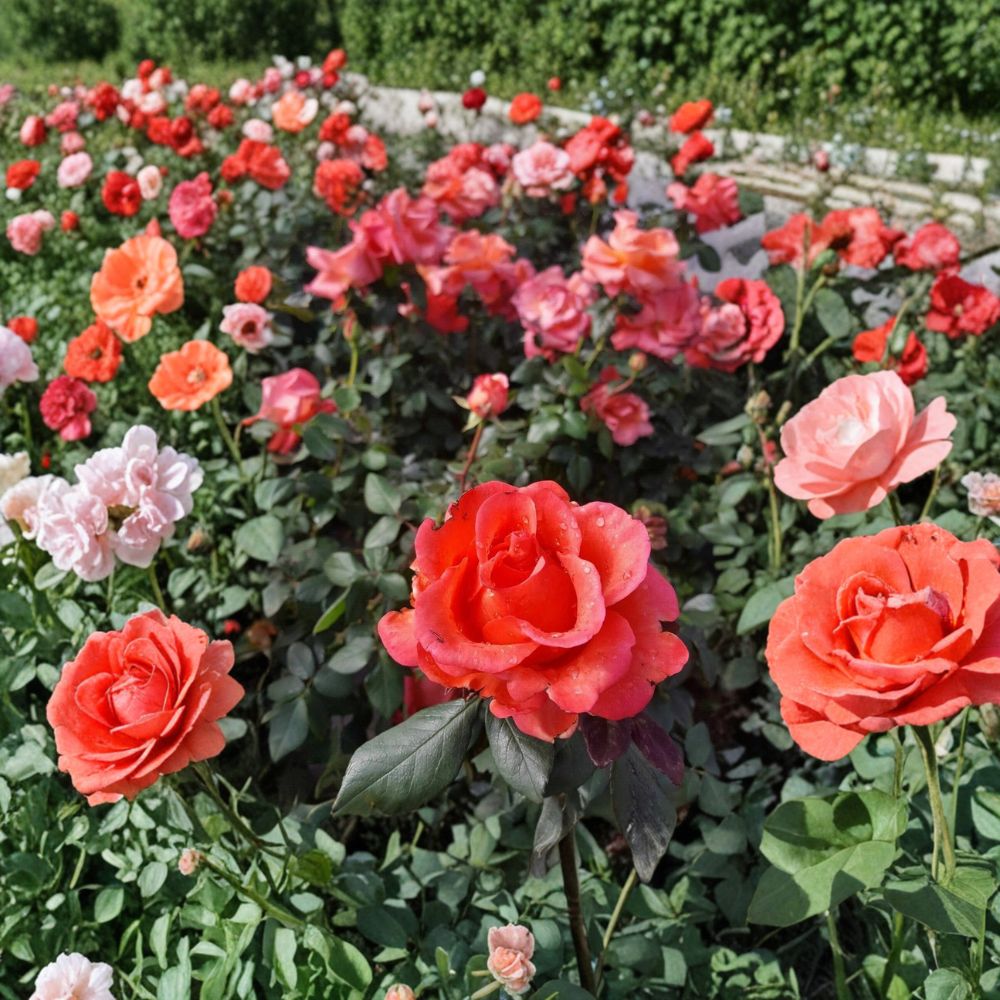 Ring of Fire Hybrid Tea Rose - 1 Gallon Live Plant - Red Orange Yellow Blooms - Rosa 'Ring of Fire' - Colorful Garden Favorite