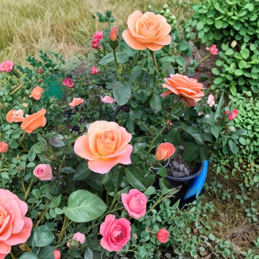 Live Orange Grandiflora Rose Bush | 2 Gallon | Rosa 'New Year' | Full Sun Shrub | Repeat Blooming Garden Plant