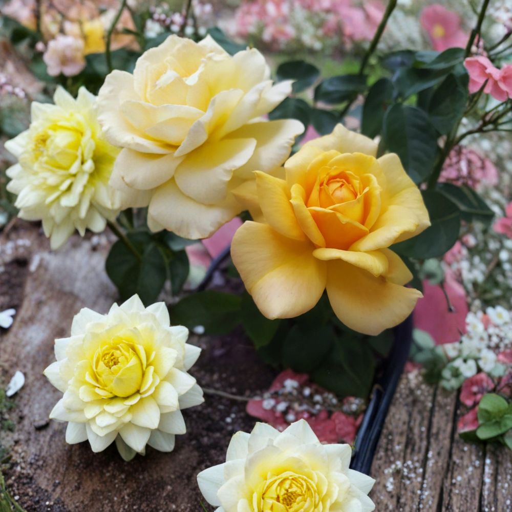 Sunsprite Floribunda Rose Plant | 5 Gallon | Deep Yellow Flowering Rose Bush | Rosa hybrida | Easy to Grow, Garden Friendly