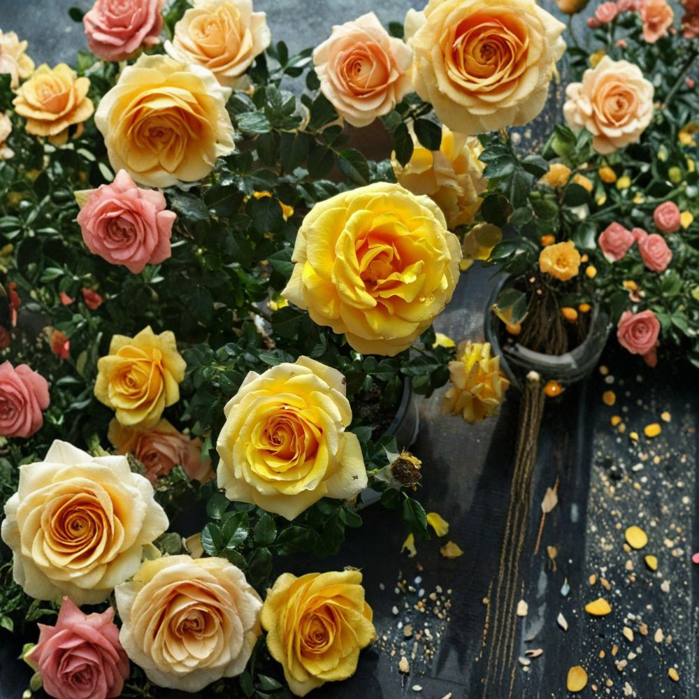 St. Tropez Floribunda Rose Plant | 5 Gallon | Rosa hybrida | Flowering Bush for Garden & Landscape | Easy to Grow