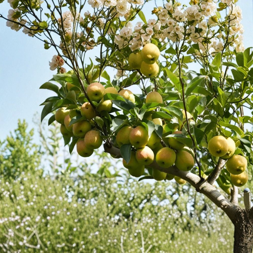 Fragrant Asian Pear Tree Live Plant | Kuerle Xiang Li | Pyrus betulifolia Rootstock | Sweet Crisp Edible Fruit Tree