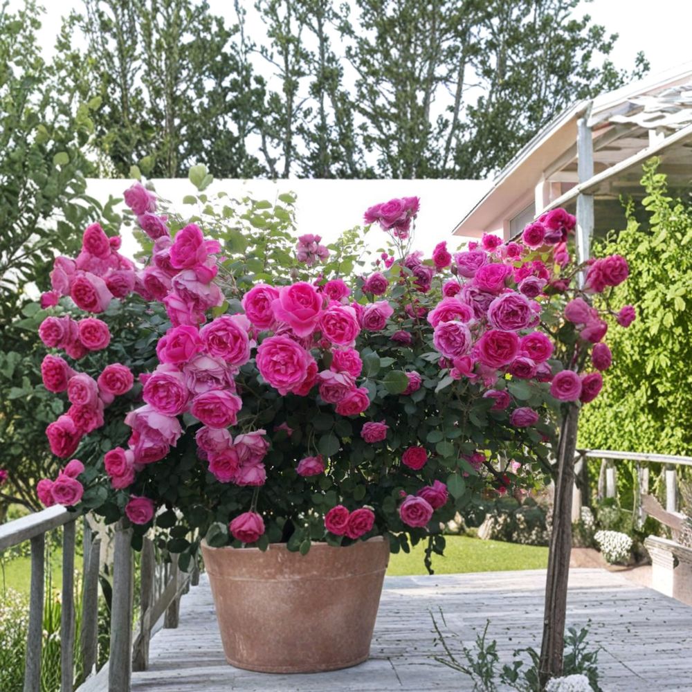 Parade Climbing Rose Plant | Large Pink Double Blooms | Rosa | Hardy Repeat Flowering Climber | Potted Garden Rose