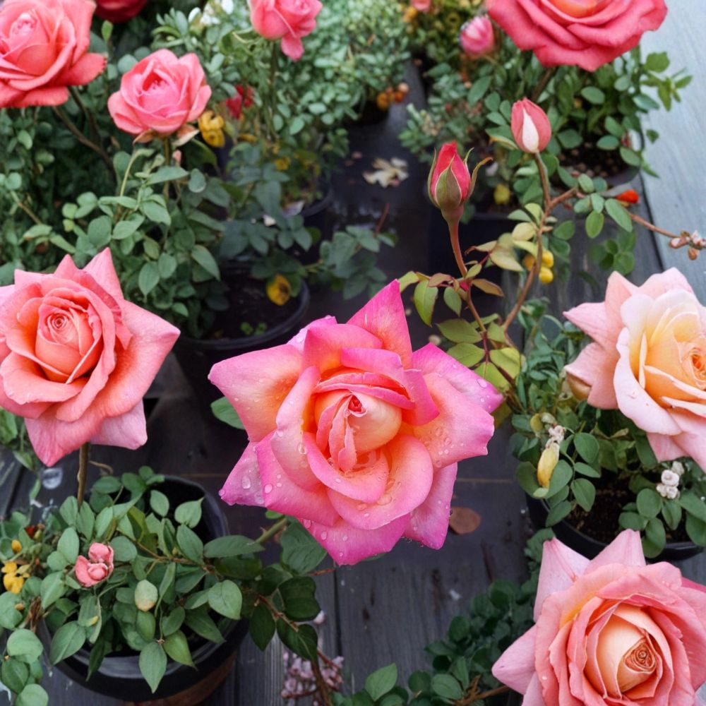 Broadway Rose Live Plant | 5 Gallon Bush | Golden Yellow & Pink Blooms | Rosa Hybrid Tea 'Broadway' | Fragrant Garden Favorite