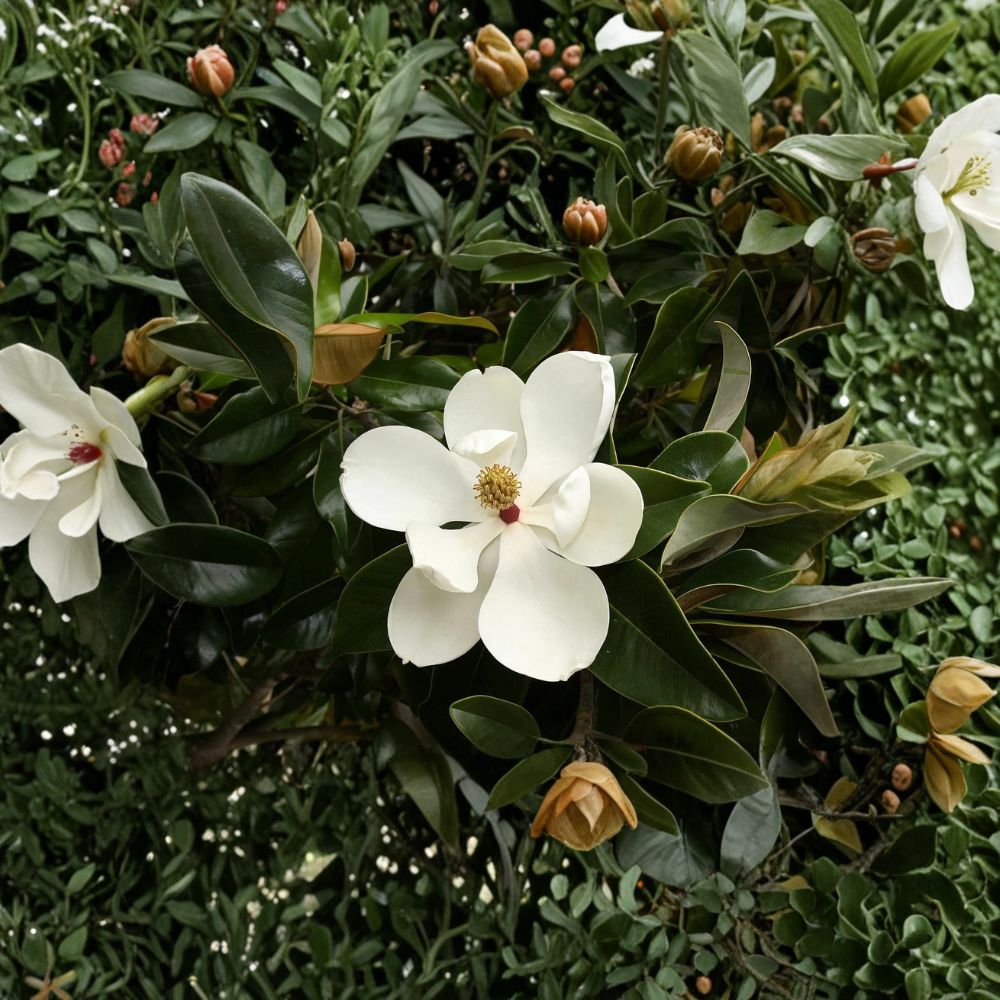Southern Magnolia Tree Starter Plant | 6-8 Inch Live Plant in Pot | Evergreen with Fragrant White Blooms | Magnolia grandiflora