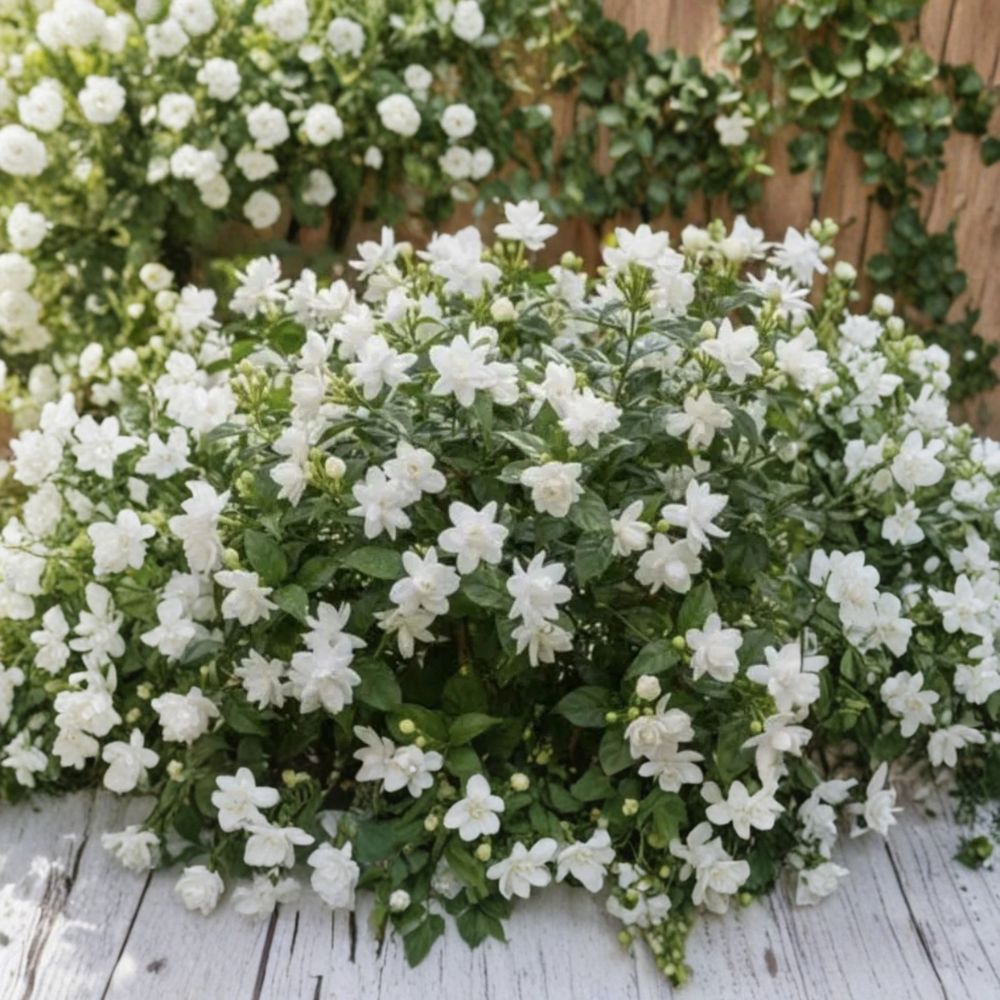 Arabian Jasmine Plant Starter | Rooted Fragrant Flowering Plant in Pot | Jasminum sambac for Indoor & Outdoor Gardens