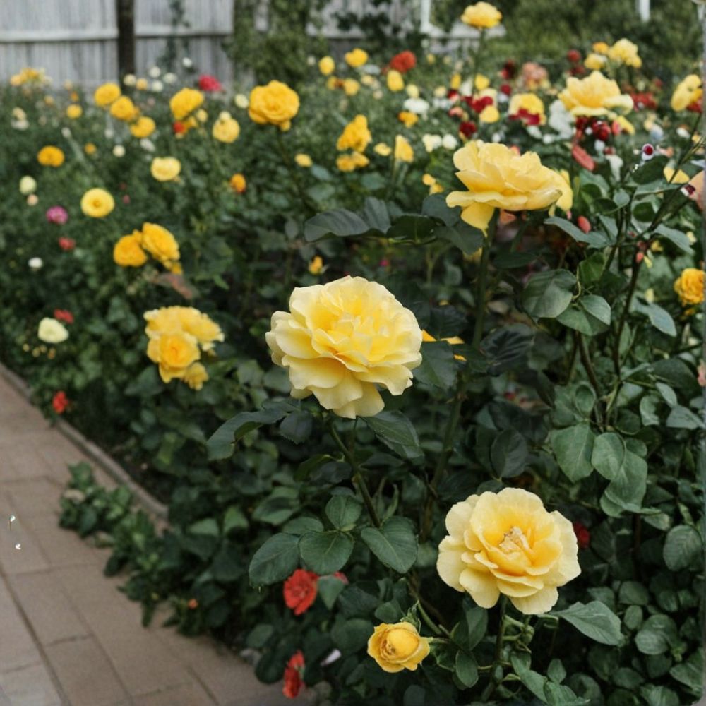 Sunsprite Floribunda Rose Plant | 2 Gallon | Deep Yellow Blooms | Fragrant Shrub | Rosa Floribunda Group 'Sunsprite'