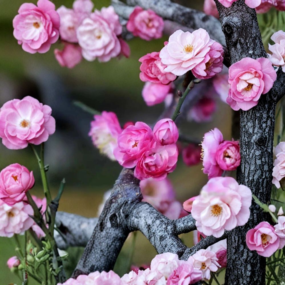 Peach Pink Ume Tree Live Plant - Taohong Taige Flowering Apricot - Prunus mume - Double Fragrant Blossoms - Ornamental Tree