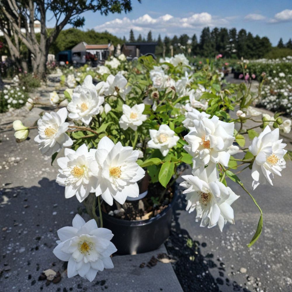 Iceberg Floribunda Rose Plant | 3 Gallon | Pure White Flowering Shrub | Rosa Hybrid 'Iceberg' | Repeat Blooming Garden Favorite