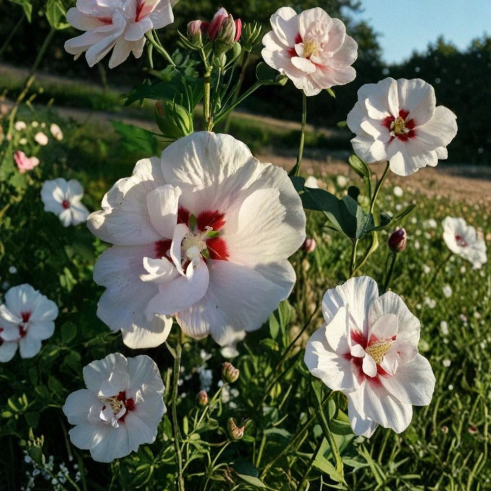 Double Flower White Althea Rose of Sharon Shrub - 2 Gallon Hibiscus syriacus - Hardy Flowering Plant for Landscape