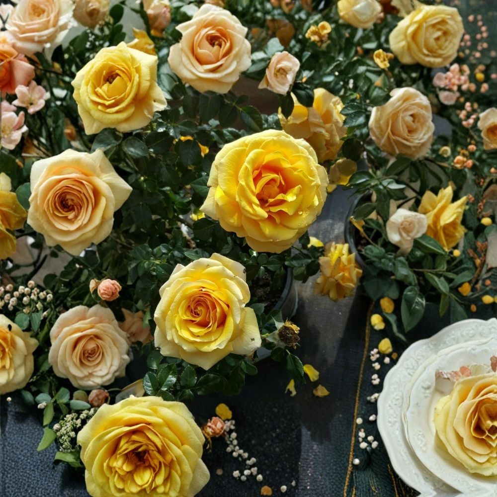 St. Tropez Floribunda Rose Bush - 3 Gallon Live Plant - Rosa Floribunda 'St. Tropez' - Easy Care Blooming Shrub for Garden